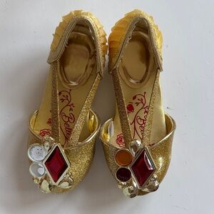 Disney Belle Gold Glitter Shoes with Gem Accents